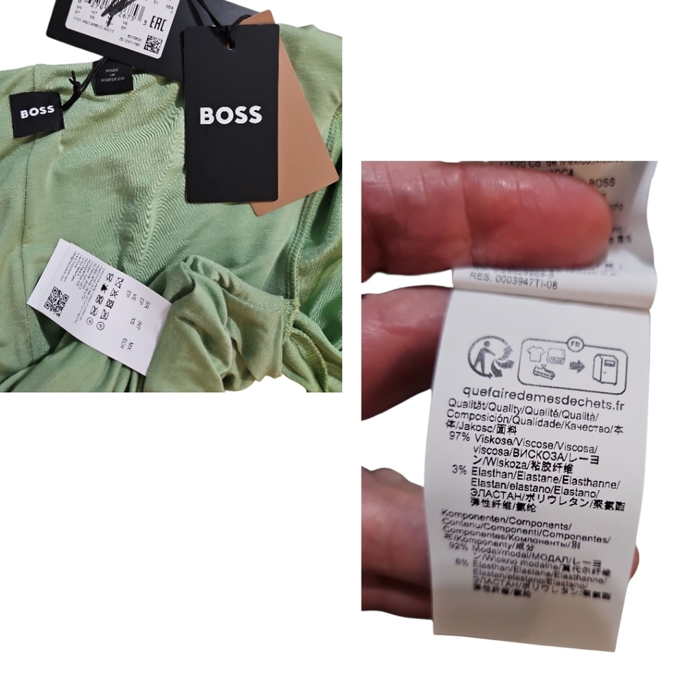 NWT Hugo Boss Etalicy Green Midi Dress Ruched XS - Picture 10 of 10